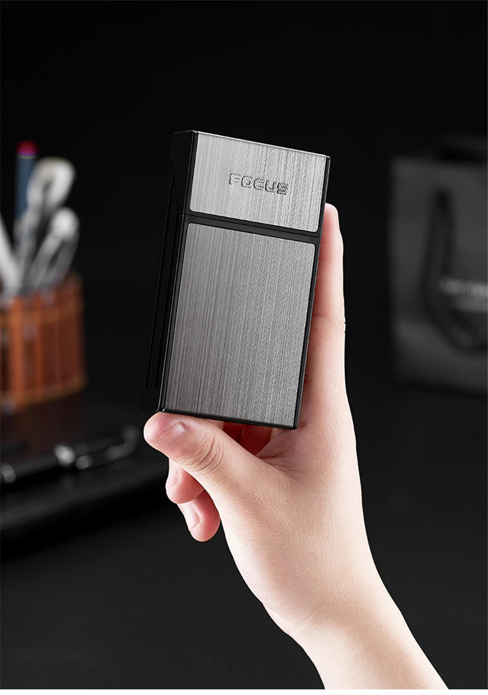 Portable Cigarette Box 20pcs Capacity Cigarette Case Metal Cigar Tobacco Holder Pocket Box For Slim Cigarette Accessories Gadget