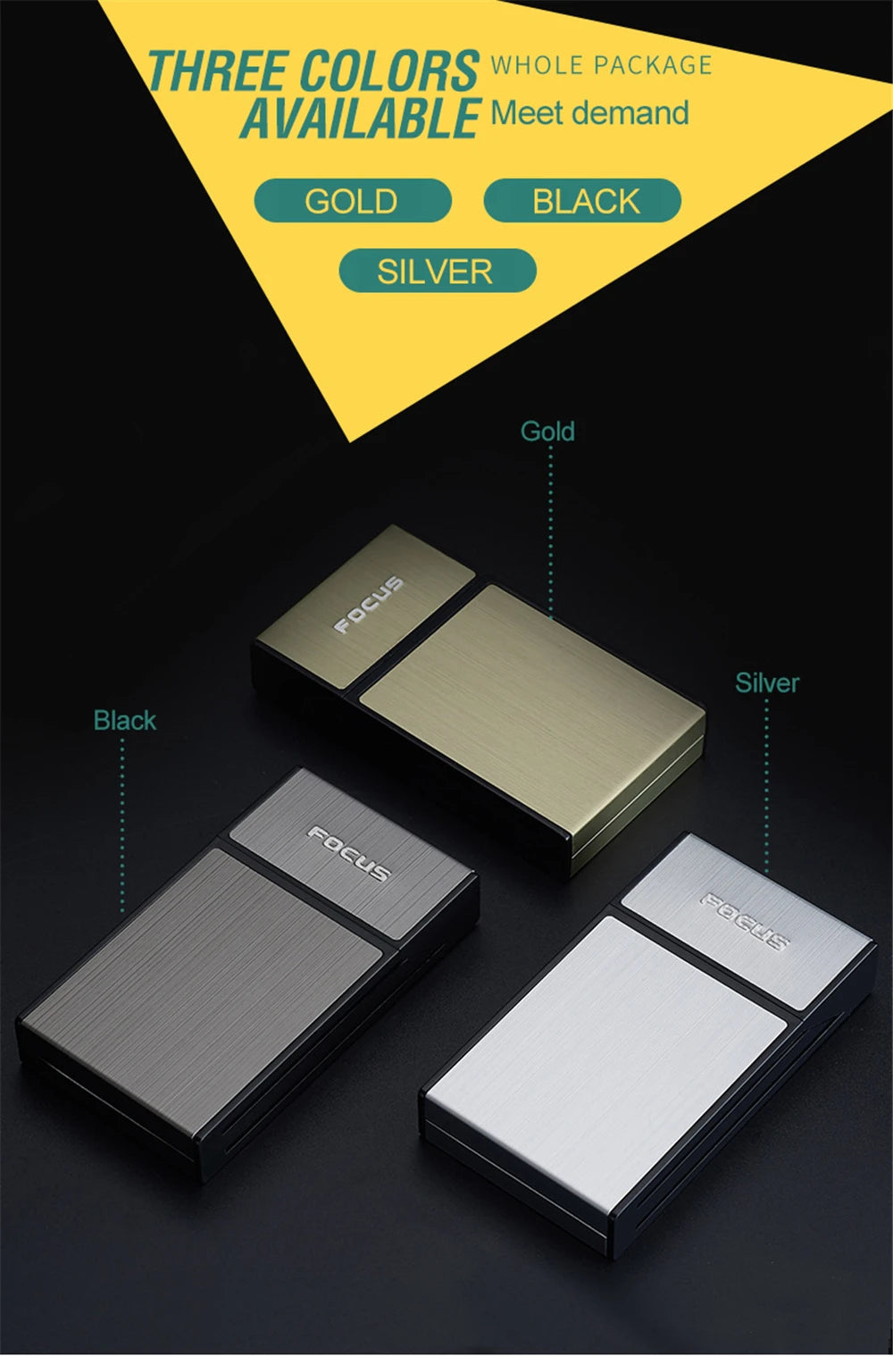 Portable Cigarette Box 20pcs Capacity Cigarette Case Metal Cigar Tobacco Holder Pocket Box For Slim Cigarette Accessories Gadget