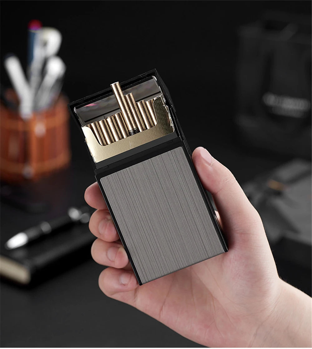 Portable Cigarette Box 20pcs Capacity Cigarette Case Metal Cigar Tobacco Holder Pocket Box For Slim Cigarette Accessories Gadget
