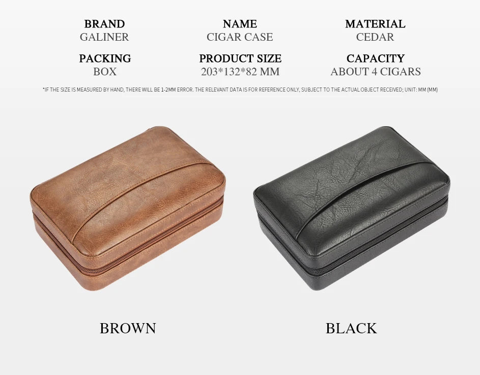 Galiner Leather Cedar Wood Cigar Case Home Traveling Smoking Use Ciagr Storage Box Tobacco Humidor with Well Packaging Box
