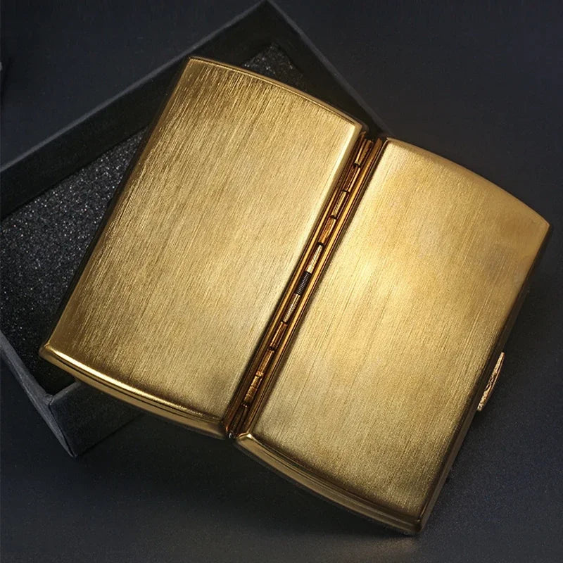 Pure Brass Cigarettes Box, Pocket Cigar Box, Storage Case, Anti-Pressure Cigarette Case with Slip, Smoking Accessories