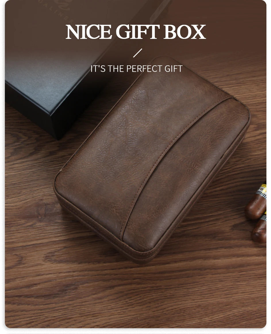 Galiner Leather Cedar Wood Cigar Case Home Traveling Smoking Use Ciagr Storage Box Tobacco Humidor with Well Packaging Box