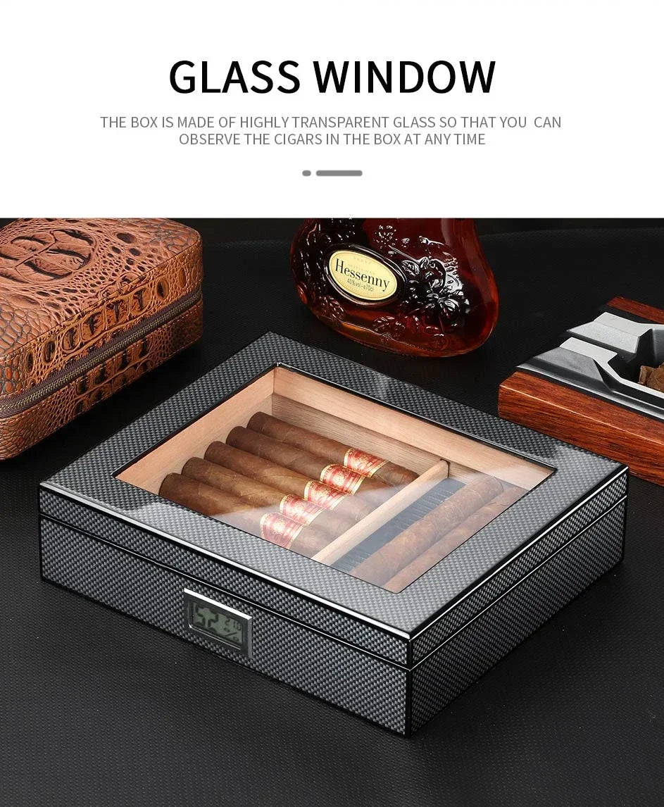 GALINER Humidor Cigar Box Luxury Case Cedar Wood With Portable Hygrometer Digital Humidifier Outdoor Cigar Case Travel