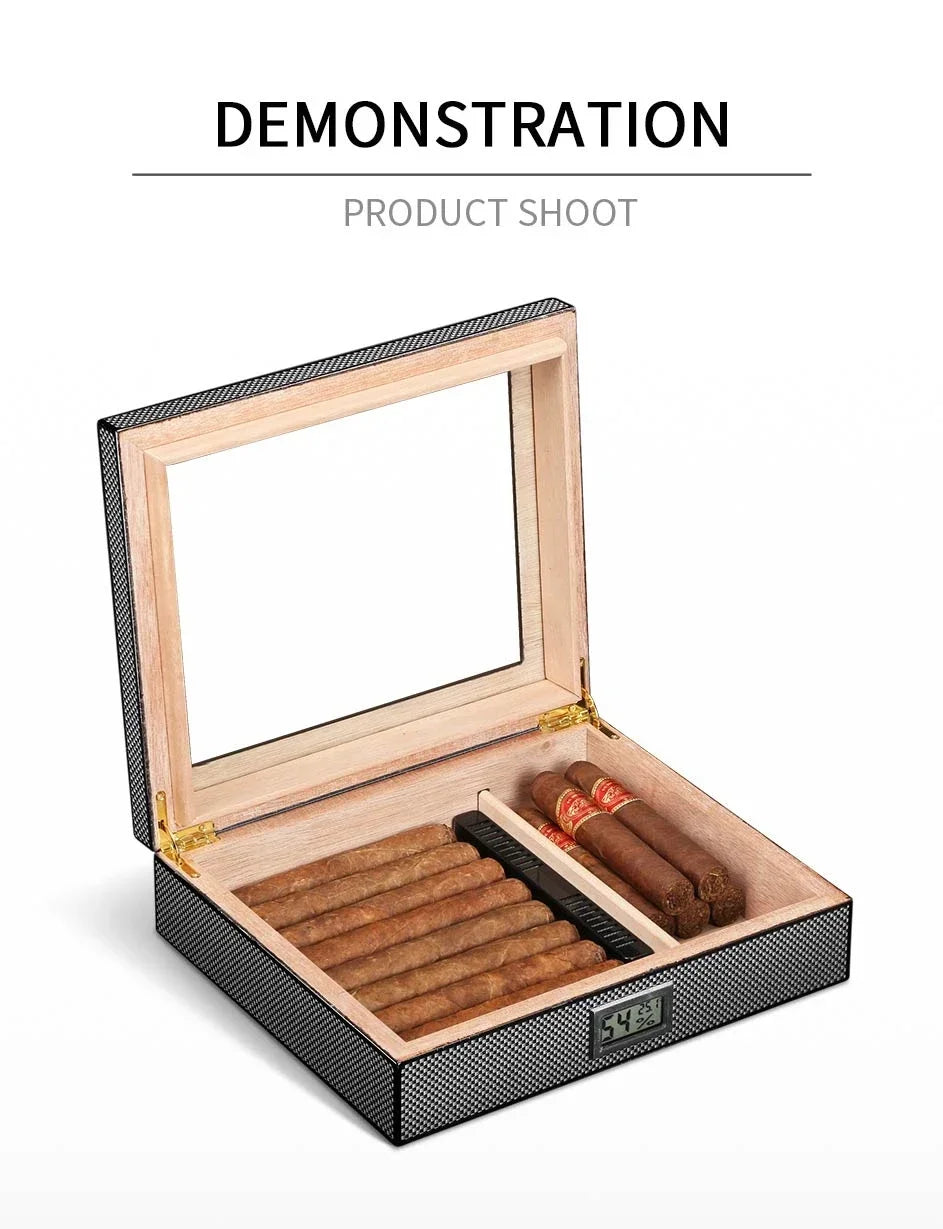 GALINER Humidor Cigar Box Luxury Case Cedar Wood With Portable Hygrometer Digital Humidifier Outdoor Cigar Case Travel