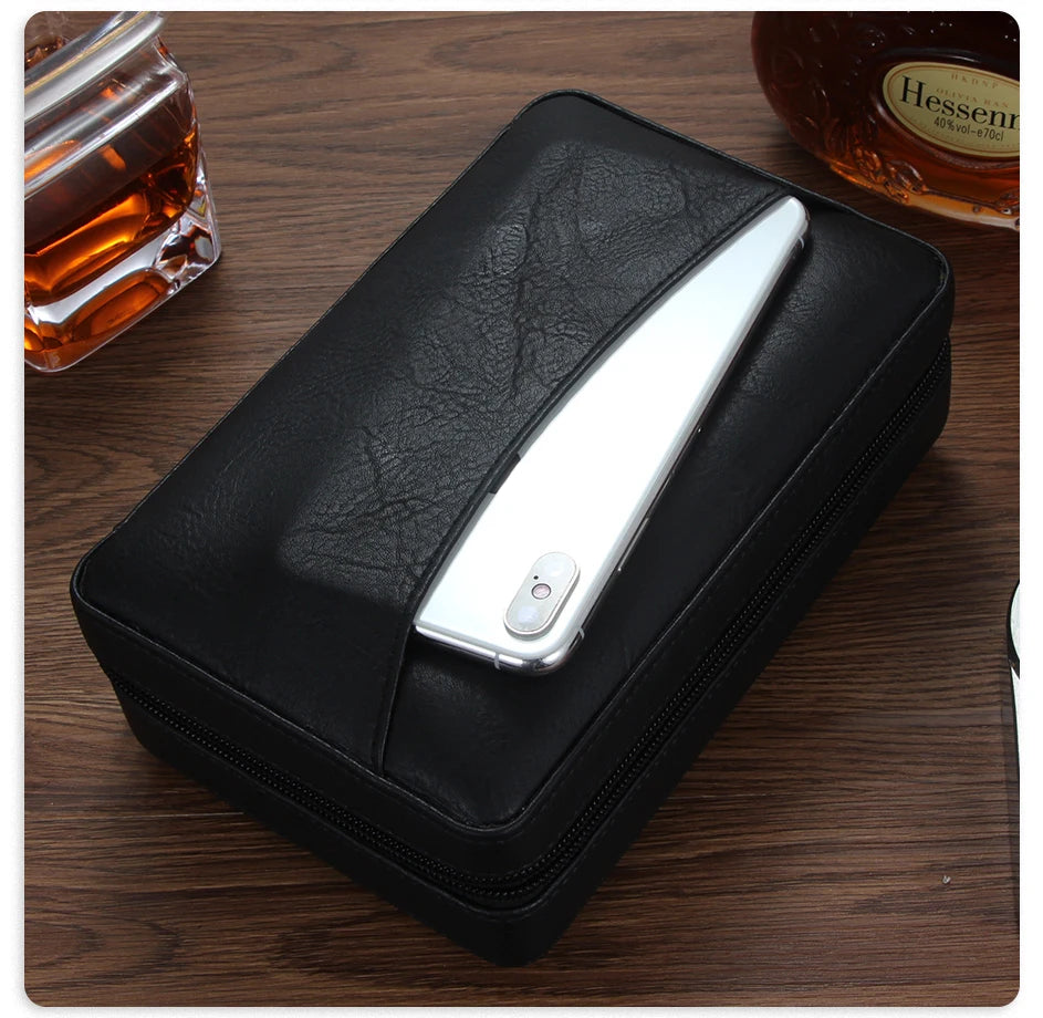 Galiner Leather Cedar Wood Cigar Case Home Traveling Smoking Use Ciagr Storage Box Tobacco Humidor with Well Packaging Box