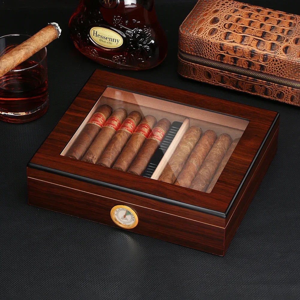GALINER Humidor Cigar Box Luxury Case Cedar Wood With Portable Hygrometer Digital Humidifier Outdoor Cigar Case Travel