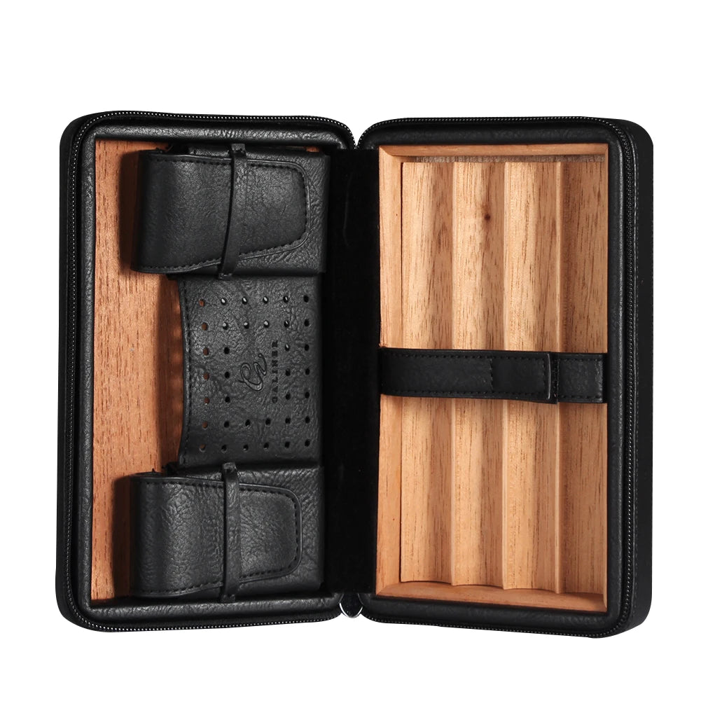 Galiner Leather Cedar Wood Cigar Case Home Traveling Smoking Use Ciagr Storage Box Tobacco Humidor with Well Packaging Box