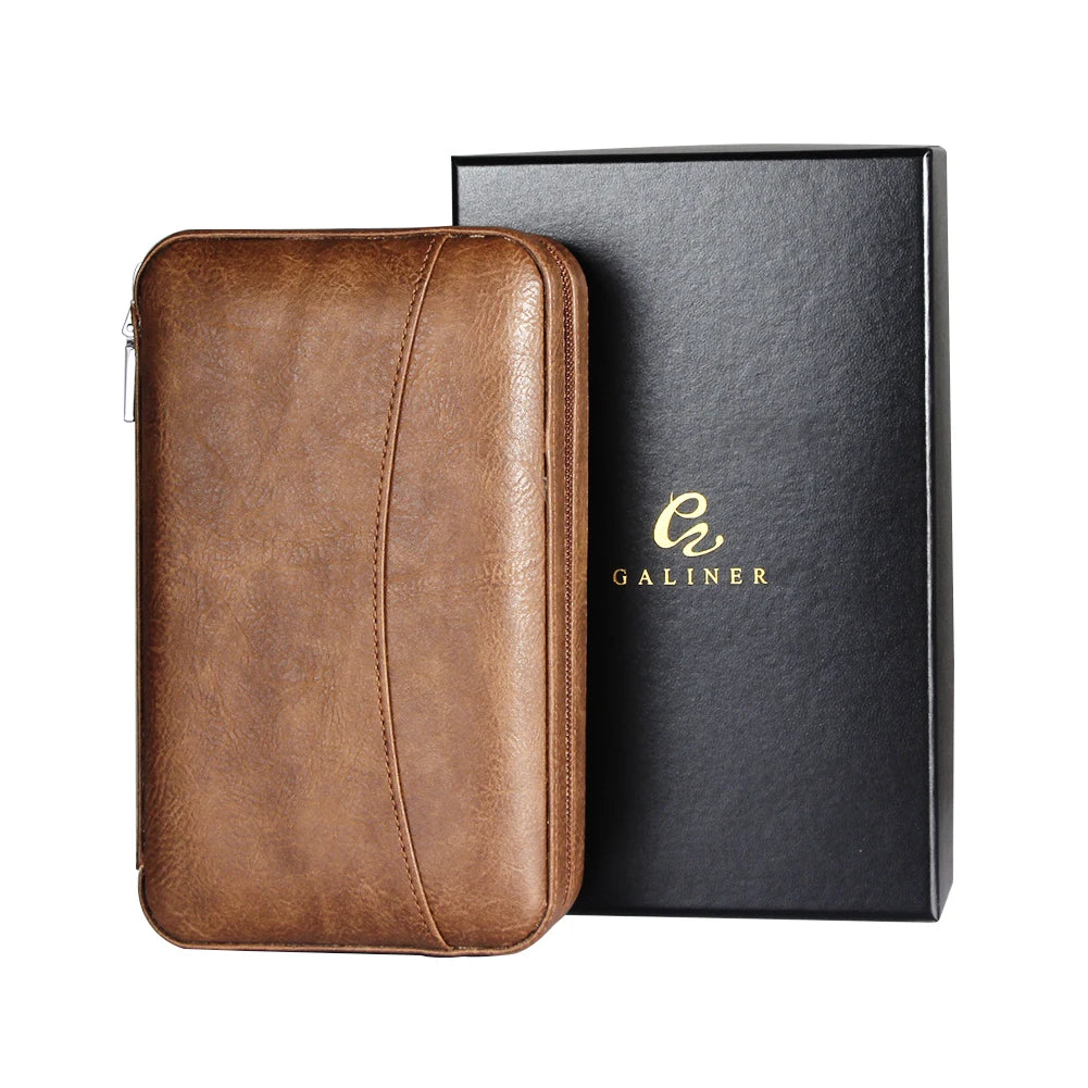 Galiner Leather Cedar Wood Cigar Case Home Traveling Smoking Use Ciagr Storage Box Tobacco Humidor with Well Packaging Box