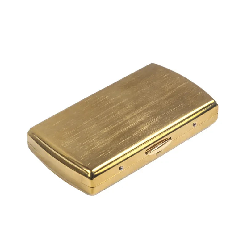 Pure Brass Cigarettes Box, Pocket Cigar Box, Storage Case, Anti-Pressure Cigarette Case with Slip, Smoking Accessories