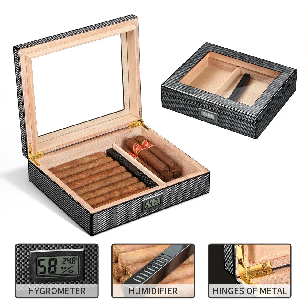 GALINER Humidor Cigar Box Luxury Case Cedar Wood With Portable Hygrometer Digital Humidifier Outdoor Cigar Case Travel