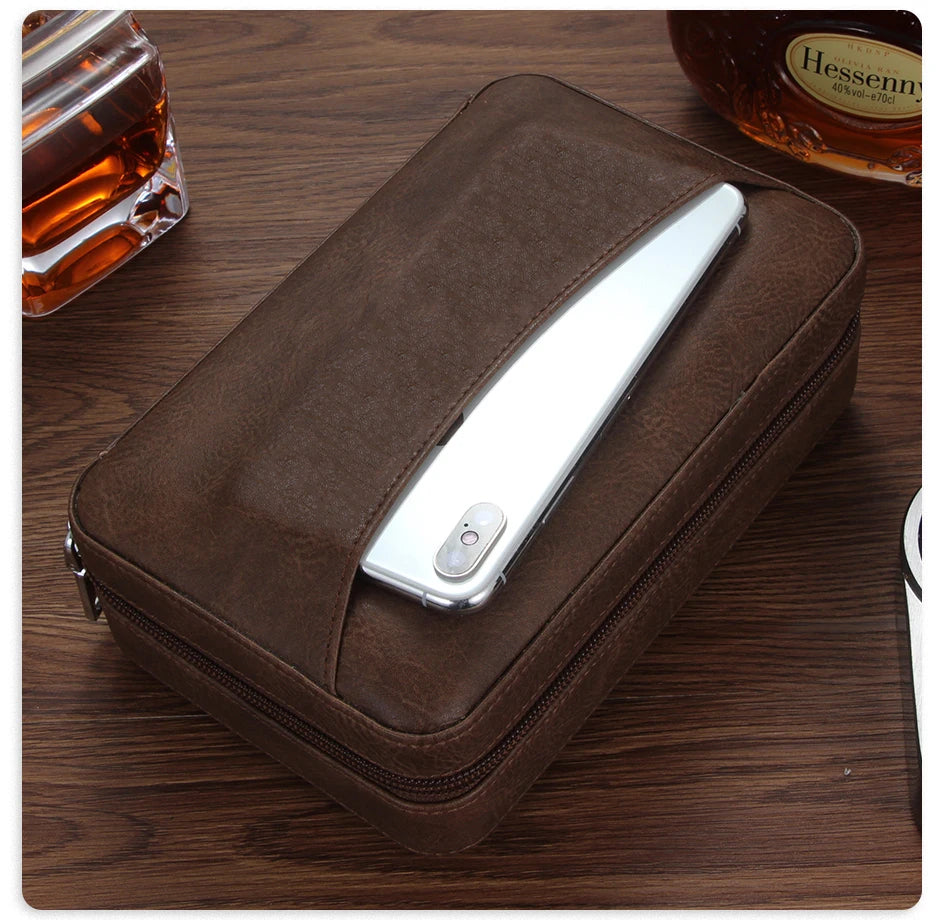 Galiner Leather Cedar Wood Cigar Case Home Traveling Smoking Use Ciagr Storage Box Tobacco Humidor with Well Packaging Box