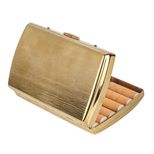Pure Brass Cigarettes Box, Pocket Cigar Box, Storage Case, Anti-Pressure Cigarette Case with Slip, Smoking Accessories