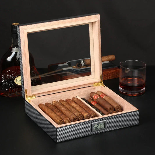 GALINER Humidor Cigar Box Luxury Case Cedar Wood With Portable Hygrometer Digital Humidifier Outdoor Cigar Case Travel